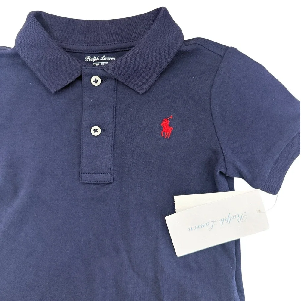 Ralph Lauren Polo Shirt Boys 18M Navy Blue Classic Preppy Short Sleeve New NWT